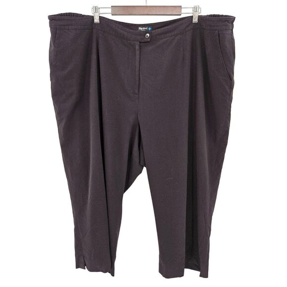 Maggie Barnes Stretch Black Pants Plus Sz 9 Avg 30 32 Elastic Sides Crop Ankle - Picture 1 of 11